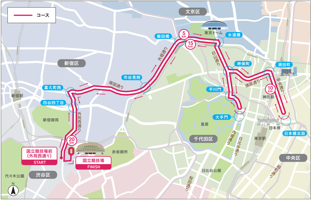東京レガシーハーフマラソン　コースマップ